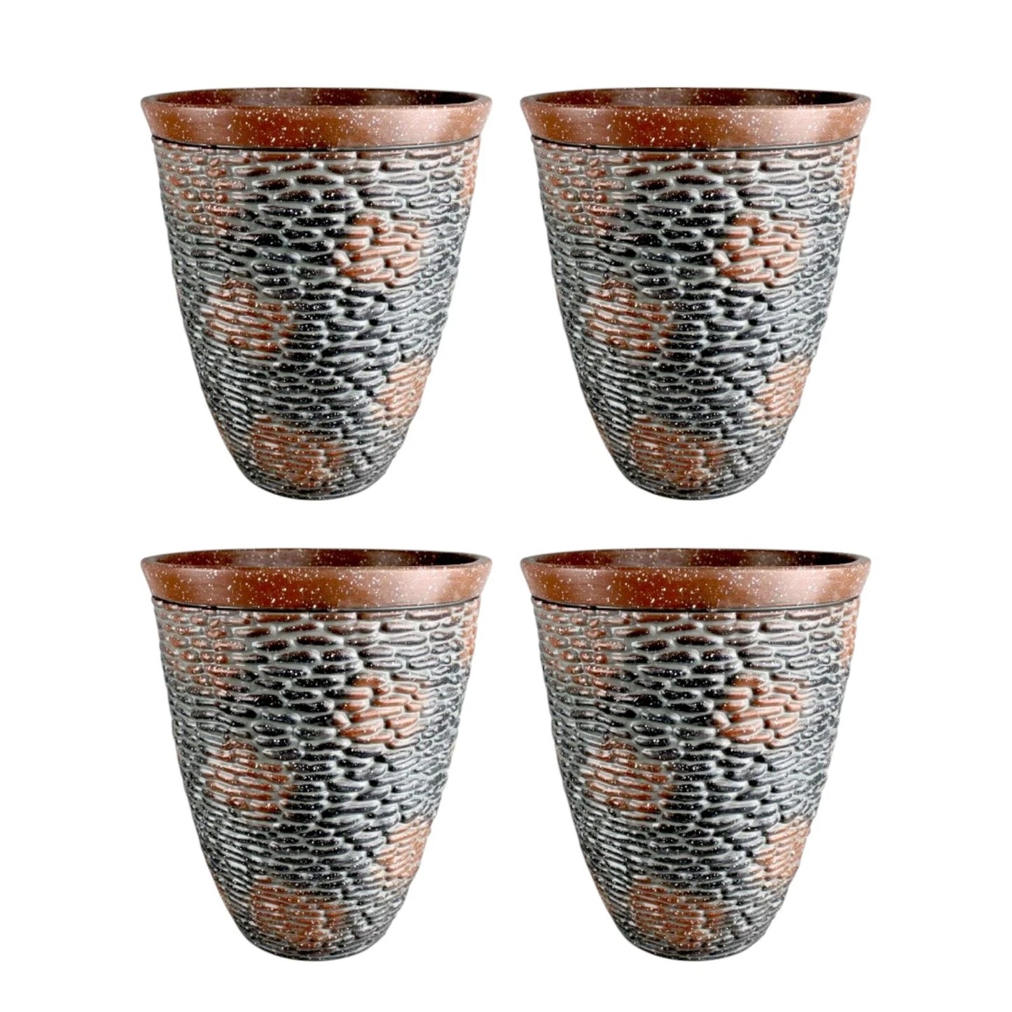 Rustic Stone Look Planter 45.6cm Tall – Brown Resin Pot | 1/2/4 Pack Options