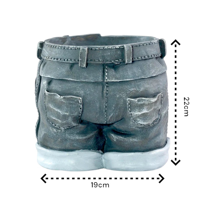 Novelty Denim Shorts Plant Pot Fun Jeans-Shaped Garden Planter – 22cm Tall