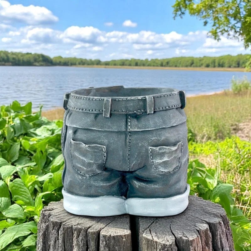 Novelty Denim Shorts Plant Pot Fun Jeans-Shaped Garden Planter – 22cm Tall