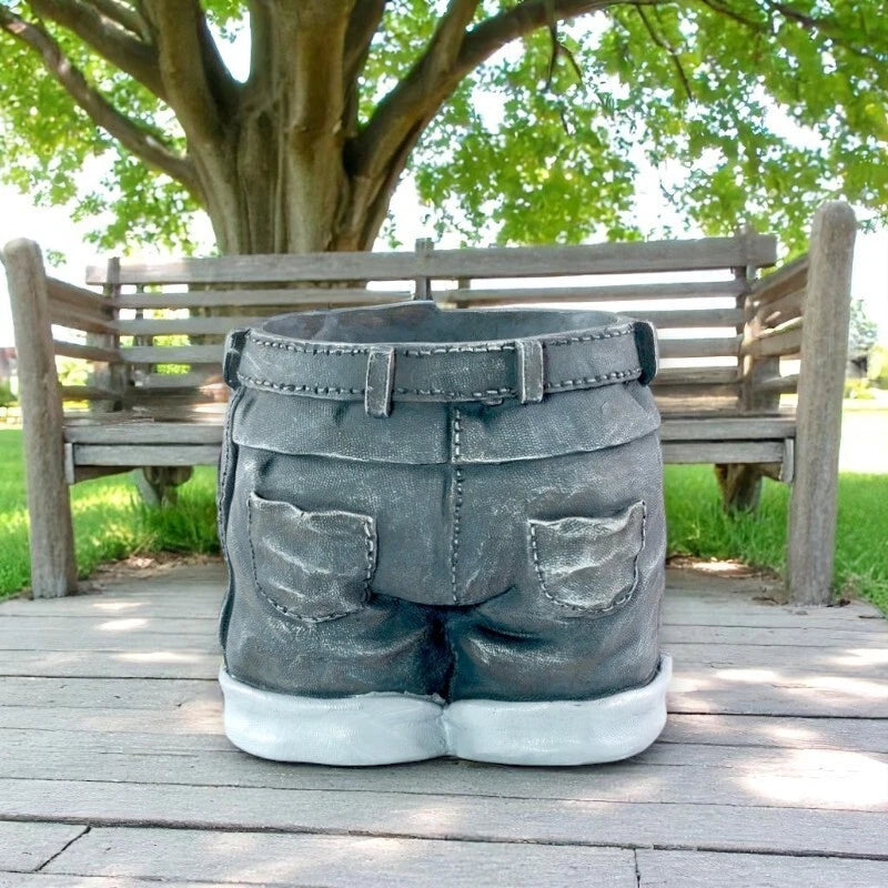 Novelty Denim Shorts Plant Pot Fun Jeans-Shaped Garden Planter – 22cm Tall