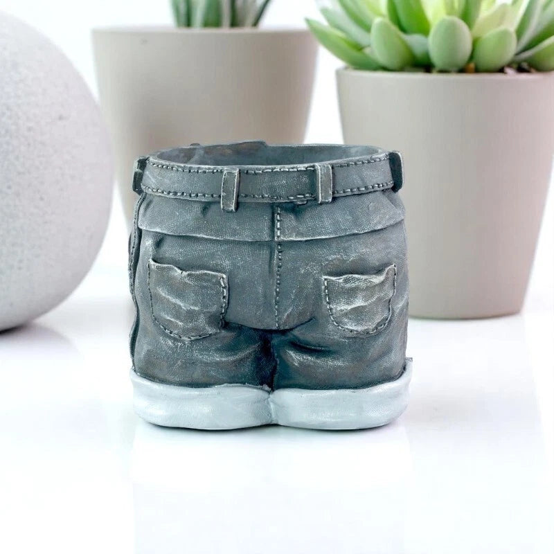 Novelty Denim Shorts Plant Pot Fun Jeans-Shaped Garden Planter – 22cm Tall