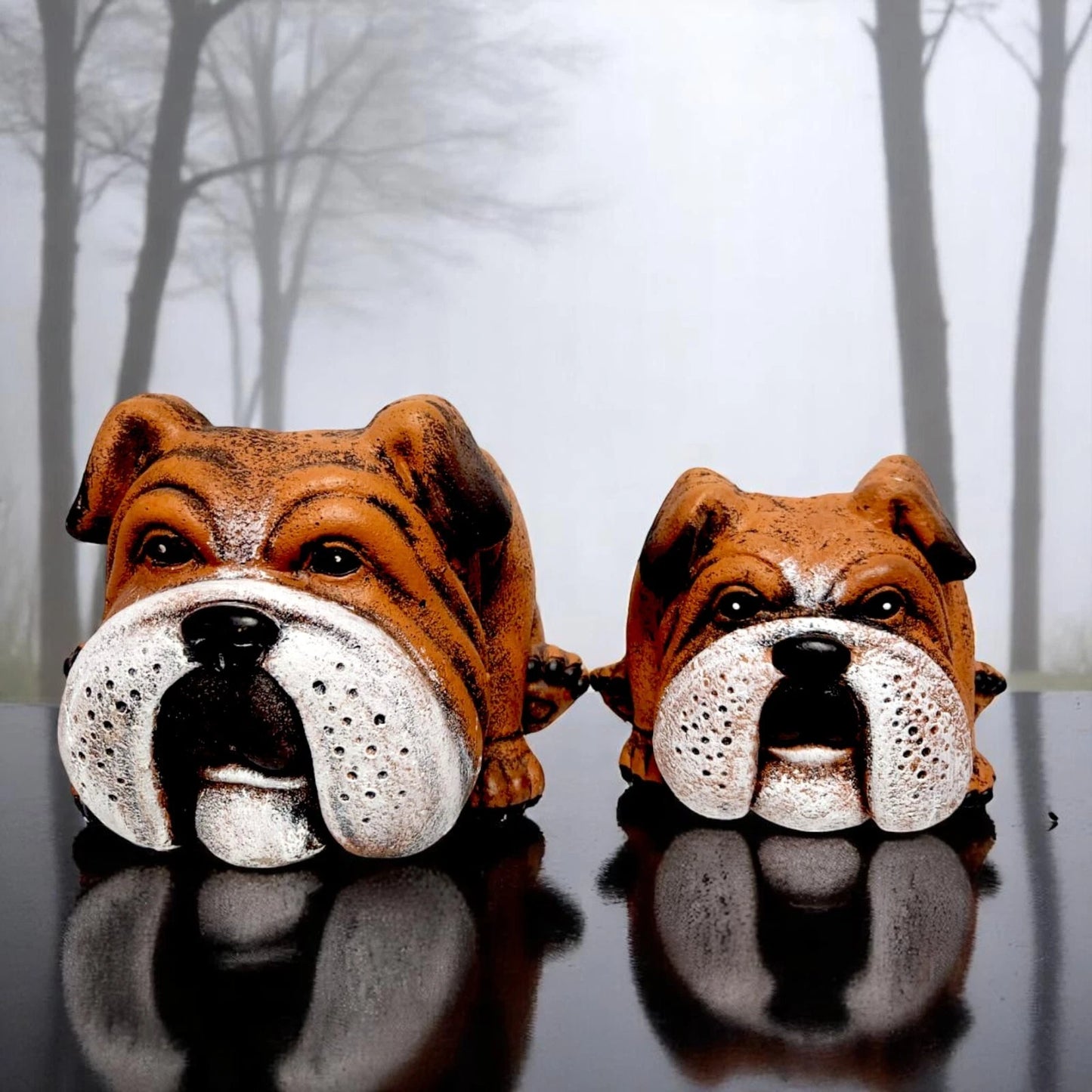 Bulldog Dog Resin Planter Pot – Animal Garden Ornament – Indoor/Outdoor Cement Effect – Large & Small Sizes