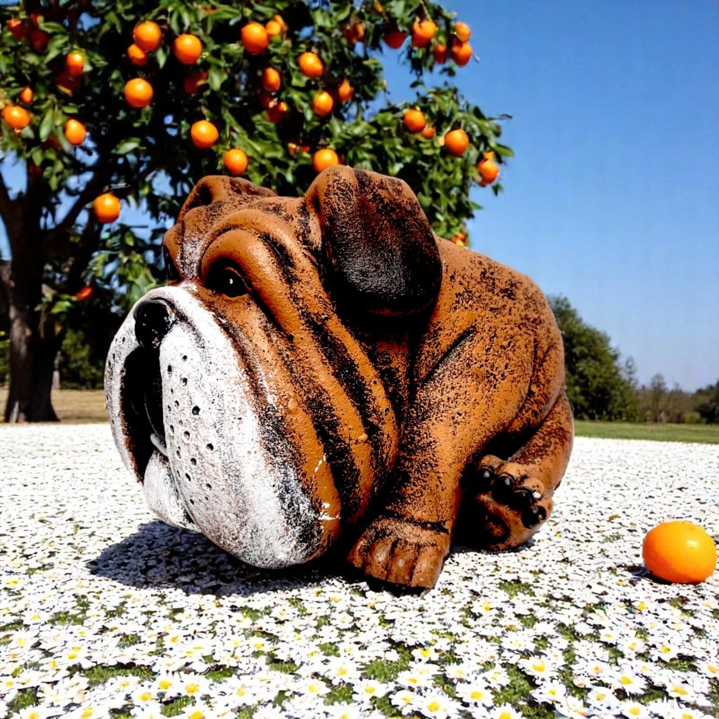 Bulldog Dog Resin Planter Pot – Animal Garden Ornament – Indoor/Outdoor Cement Effect – Large & Small Sizes