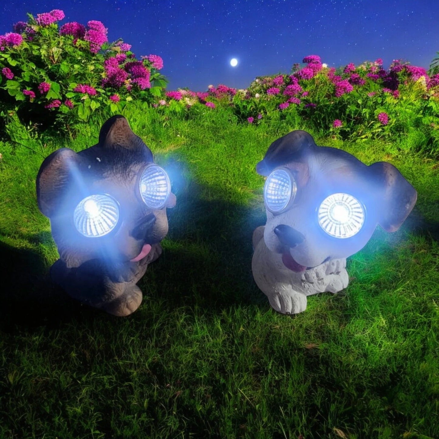 Big Eye Cat & Dog Solar Garden Lights – Resin Animal LED Ornaments for Outdoor Decor (10cm)
