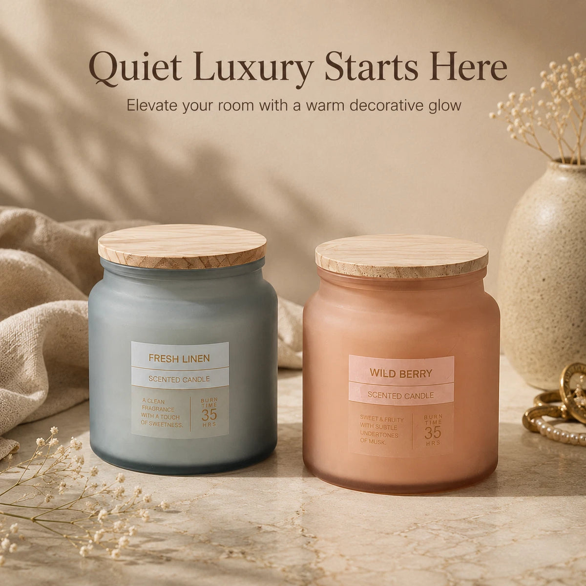 Scented Frosted Glass Jar Candle 300g – Approx. 35 Hour Burn Time – Choice of 4 Fragrances