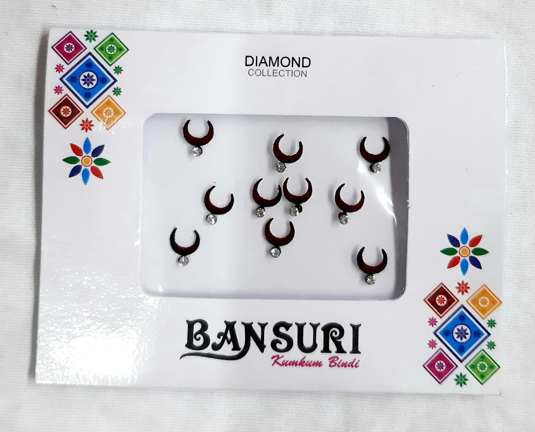 Red Halfmoon Shape Crystal Bindi