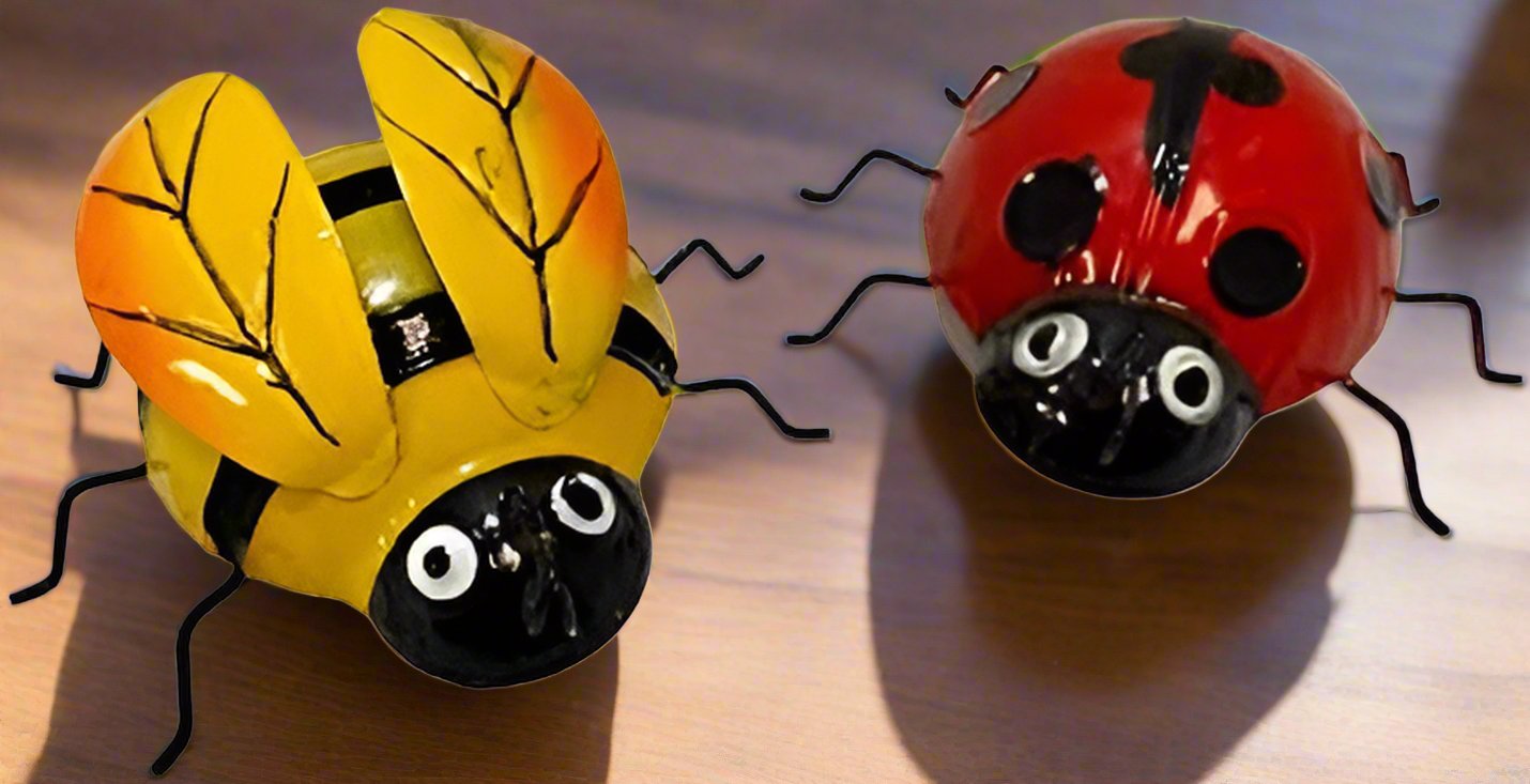 Vibrant Metal Bee and Ladybug Wall Decor