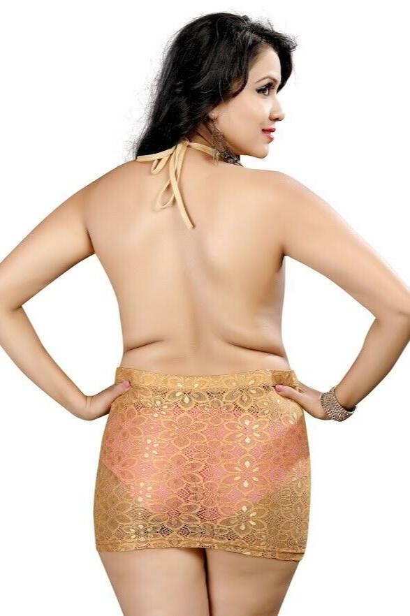 Beige Floral Halterneck Dress