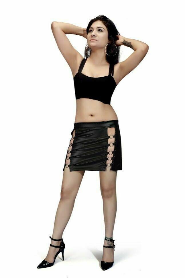 PVC Black Ring Mini Skirt