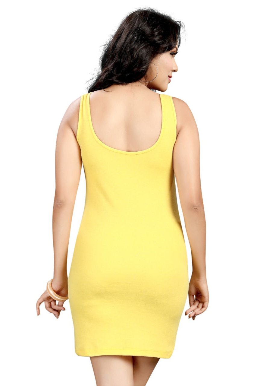 Long Line Yellow Spaghetti Dress