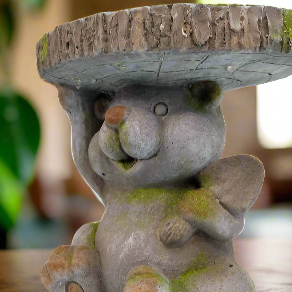 Teddy Statue Garden Decoration Outdoor LED Light Figurine Creative Patio Lawn Gift