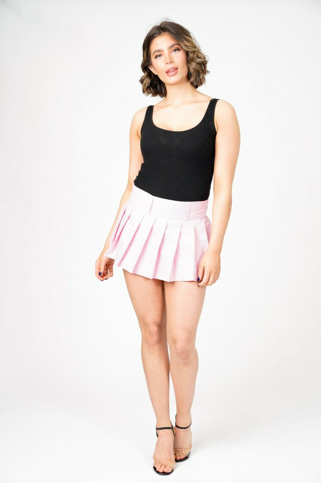 Crimped Pink Mini Skirt