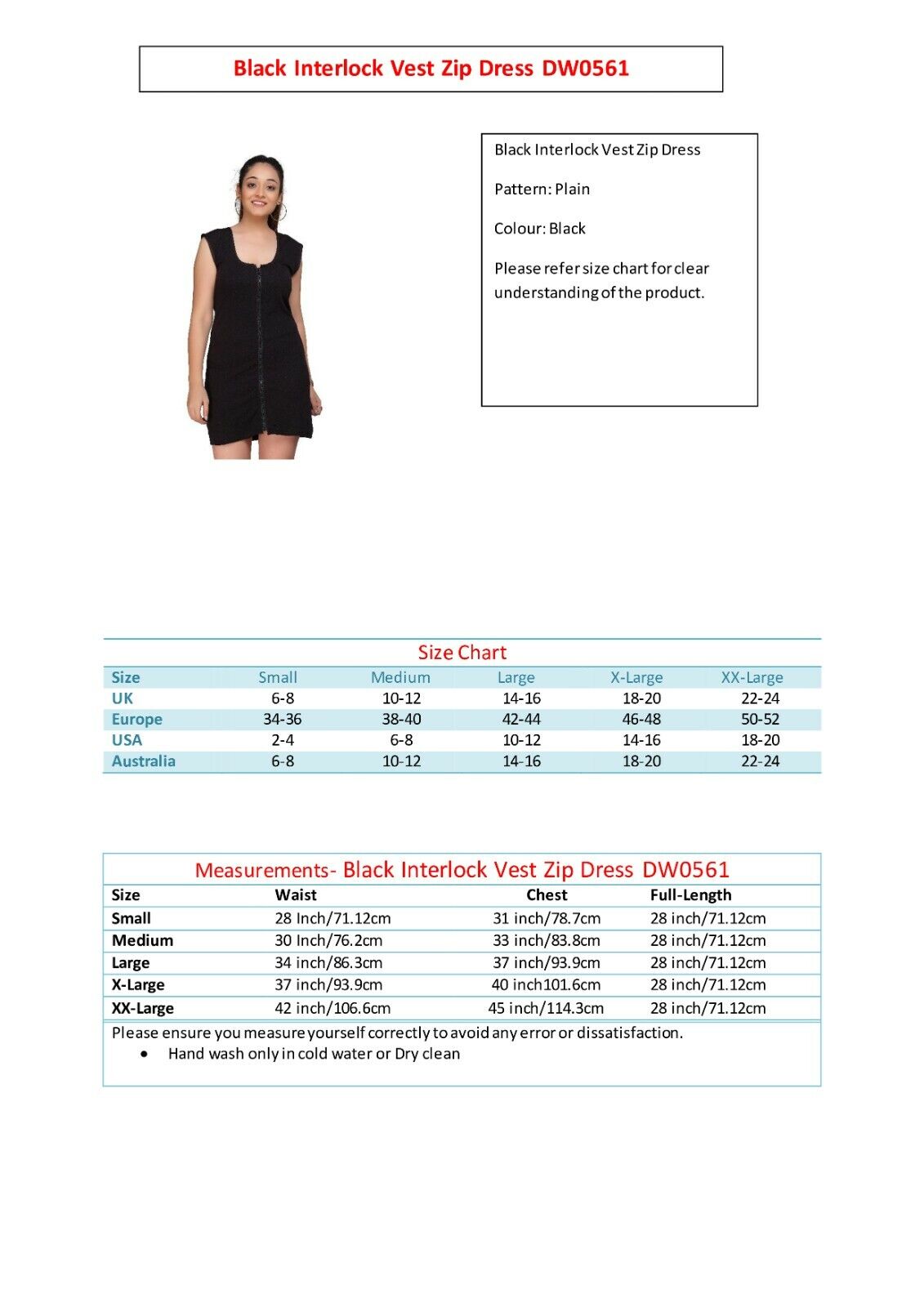 Black Interlock Vest With Chain Dress