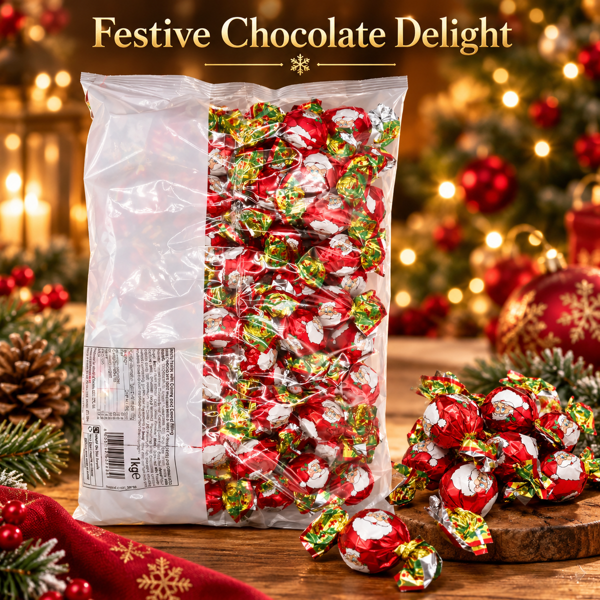Creme Filled Milk Chocolate Santa Twists | Christmas Foil Wrapped Sweets