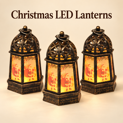 Christmas Mini LED Lanterns Pack of 3 Battery Operated Festive Lights 12cm