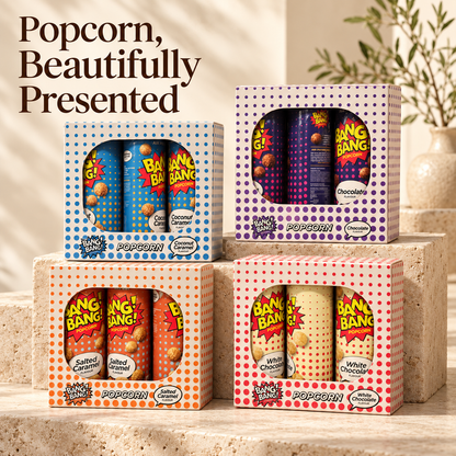 Bang Bang Popcorn Gift Box 6 × 85g Tubs | Choice of 4 Flavours