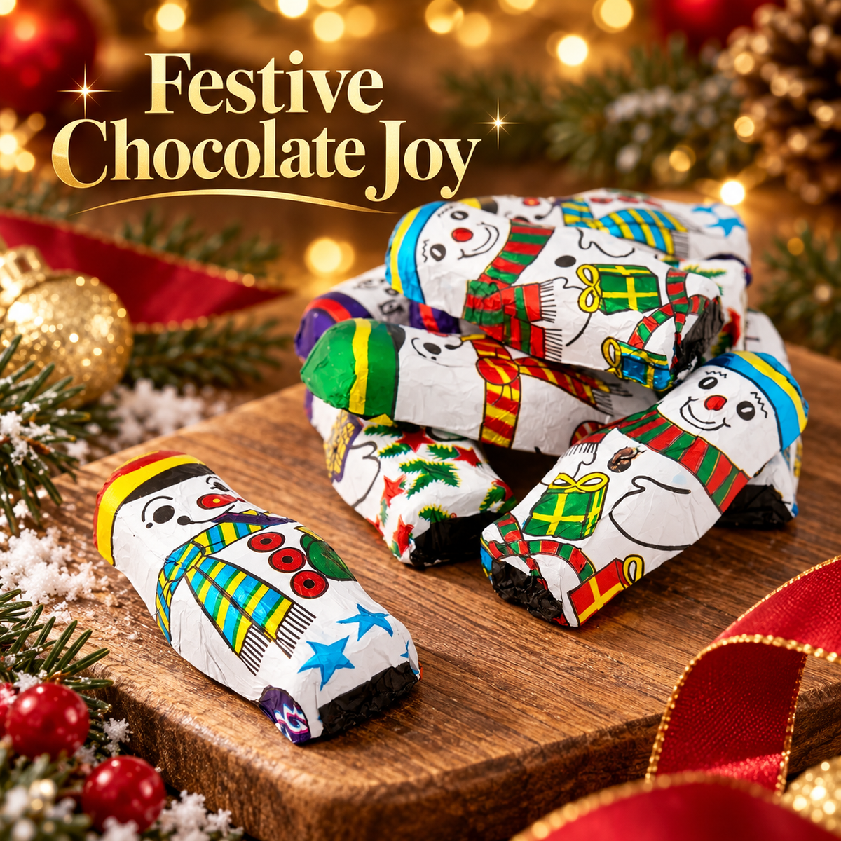 Milk Chocolate Snowmen 1kg | Christmas Foil Wrapped Festive Sweets