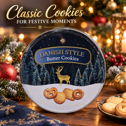 Danish Style Butter Cookies 300g | Christmas Reindeer Biscuit Tin