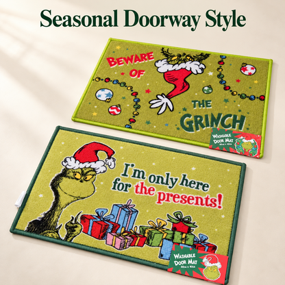 Grinch Christmas Door Mat 60 x 40cm Washable Festive Mat Single or Set of 2