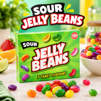 Zed Candy Sour Jelly Beans 120g Fruity Sweets Packs of 2, 6 or 12