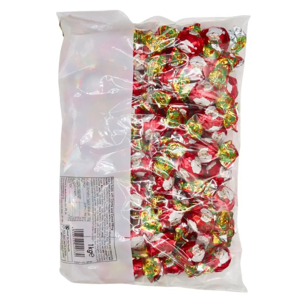 Creme Filled Milk Chocolate Santa Twists | Christmas Foil Wrapped Sweets