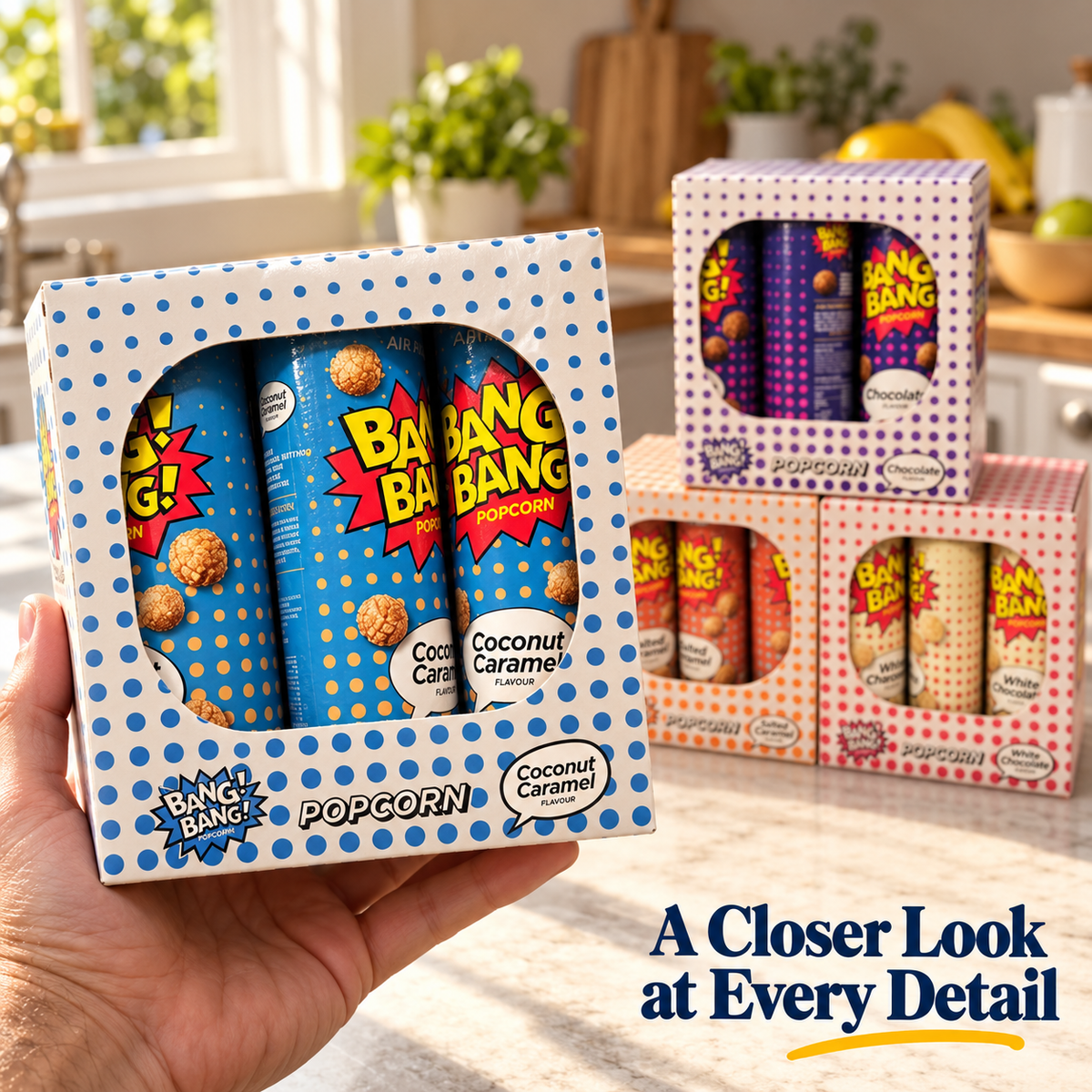 Bang Bang Popcorn Gift Box 6 × 85g Tubs | Choice of 4 Flavours