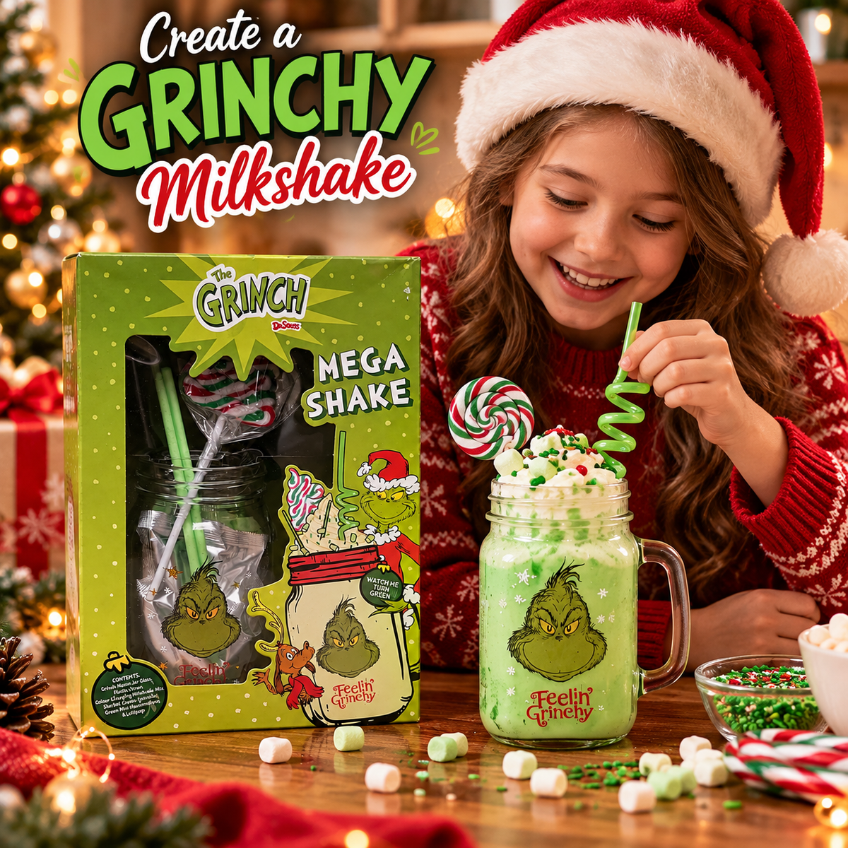 The Grinch Mega Shake Colour Changing Milkshake Gift Set