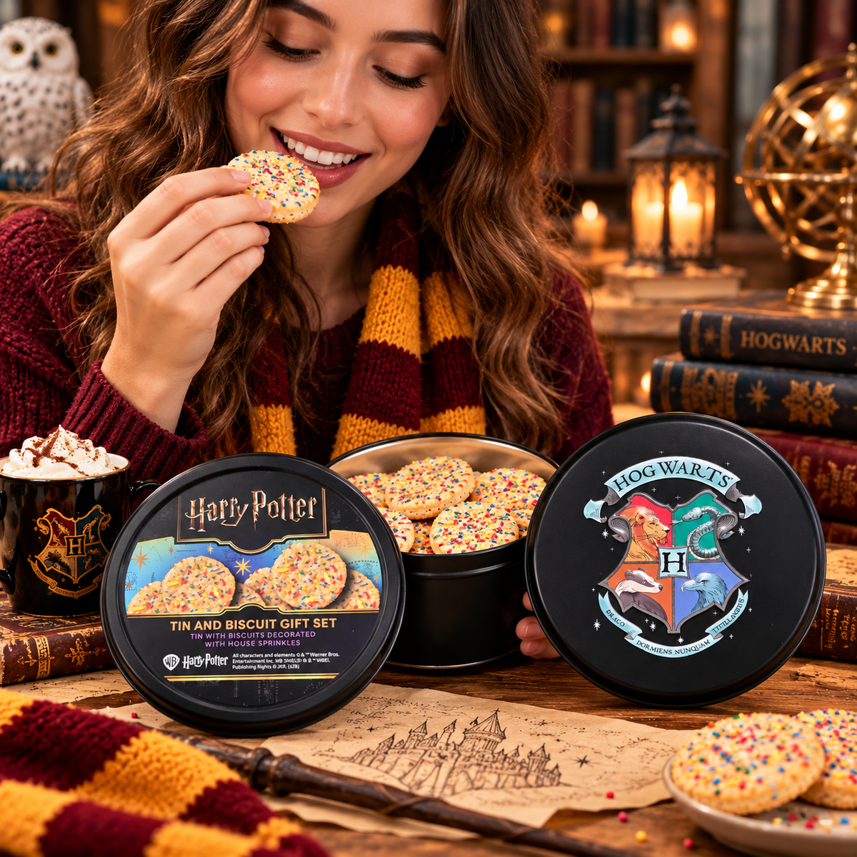 Harry Potter Biscuit Gift Tin 100g | Hogwarts House Sprinkles | Single or Pack of 2