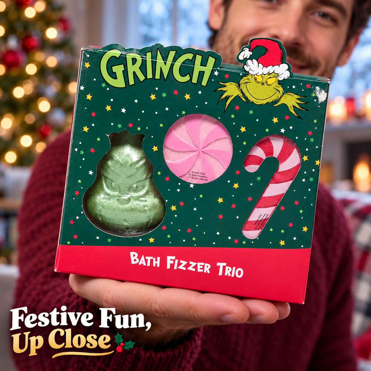 The Grinch Bath Fizzer Trio Gift Set 160g | 3 Christmas Bath Fizzers