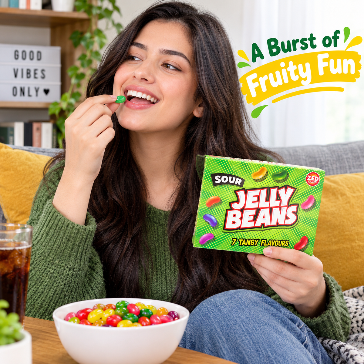 Zed Candy Sour Jelly Beans 120g Fruity Sweets Packs of 2, 6 or 12