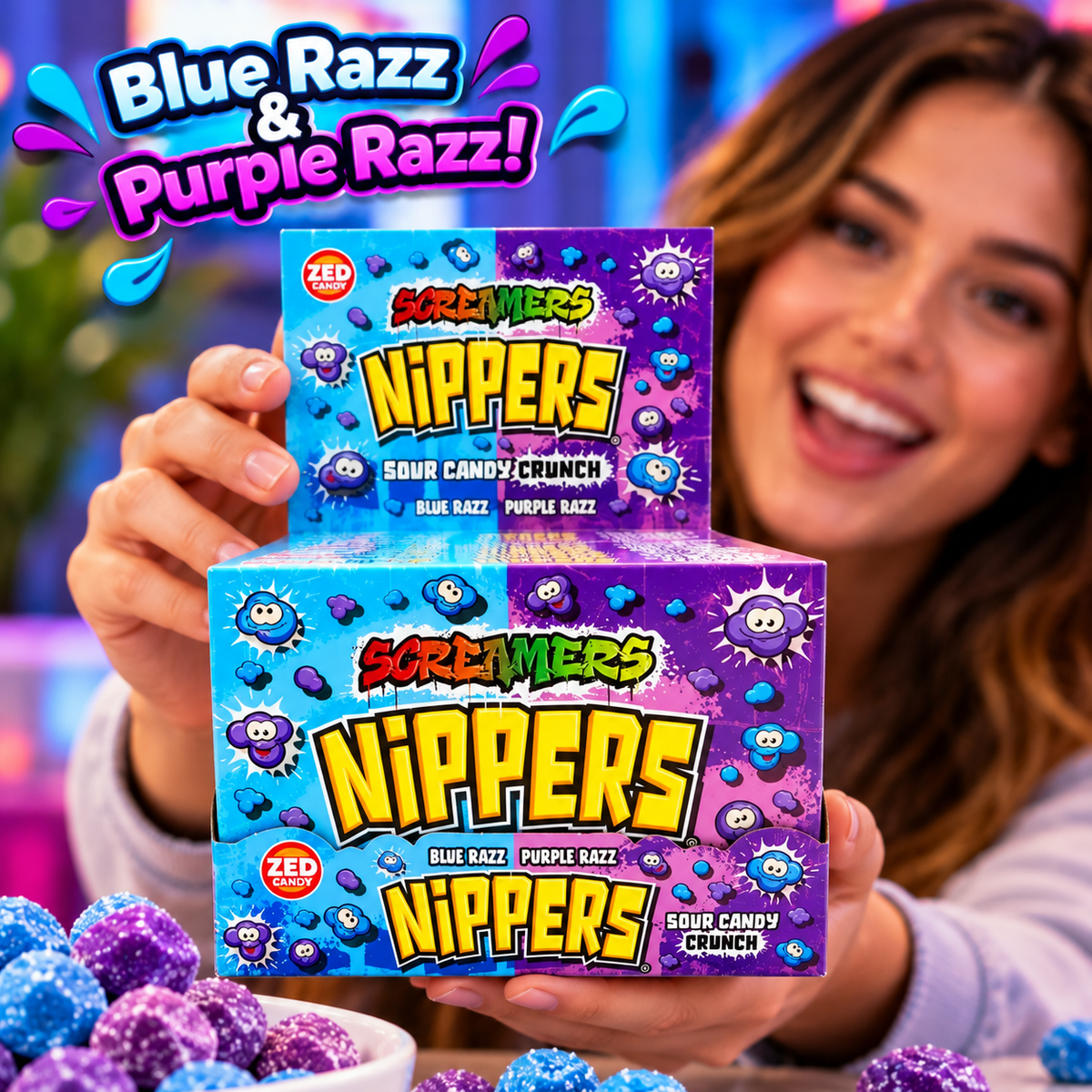 Zed Candy Screamers Nippers Blue & Purple Razz 140g | 2, 6 or 12 Boxes