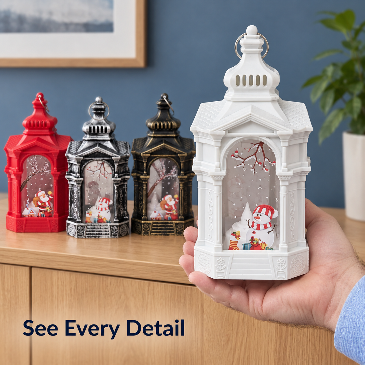 Christmas LED Decorative Lanterns Santa Snowman Battery Lights 20cm