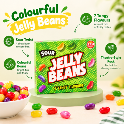 Zed Candy Sour Jelly Beans 120g Fruity Sweets Packs of 2, 6 or 12