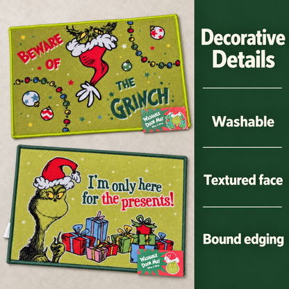 Grinch Christmas Door Mat 60 x 40cm Washable Festive Mat Single or Set of 2
