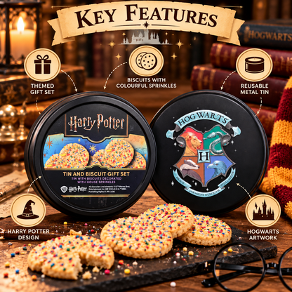 Harry Potter Biscuit Gift Tin 100g | Hogwarts House Sprinkles | Single or Pack of 2