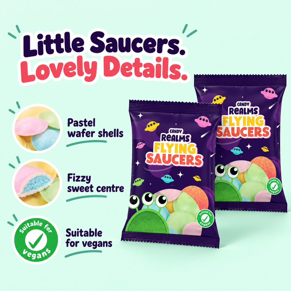 Candy Realms Flying Saucers Sweets 36g | Packs of 2, 6 or 12