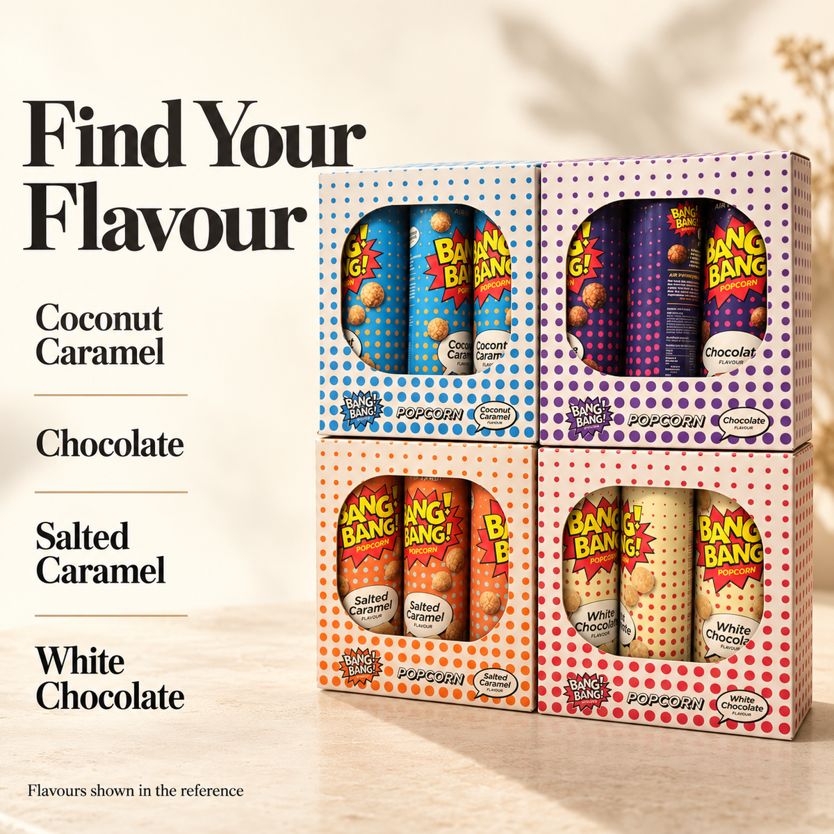 Bang Bang Popcorn Gift Box 6 × 85g Tubs | Choice of 4 Flavours