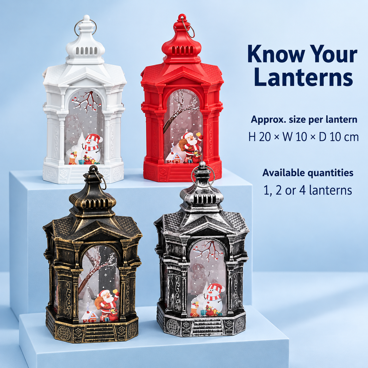 Christmas LED Decorative Lanterns Santa Snowman Battery Lights 20cm
