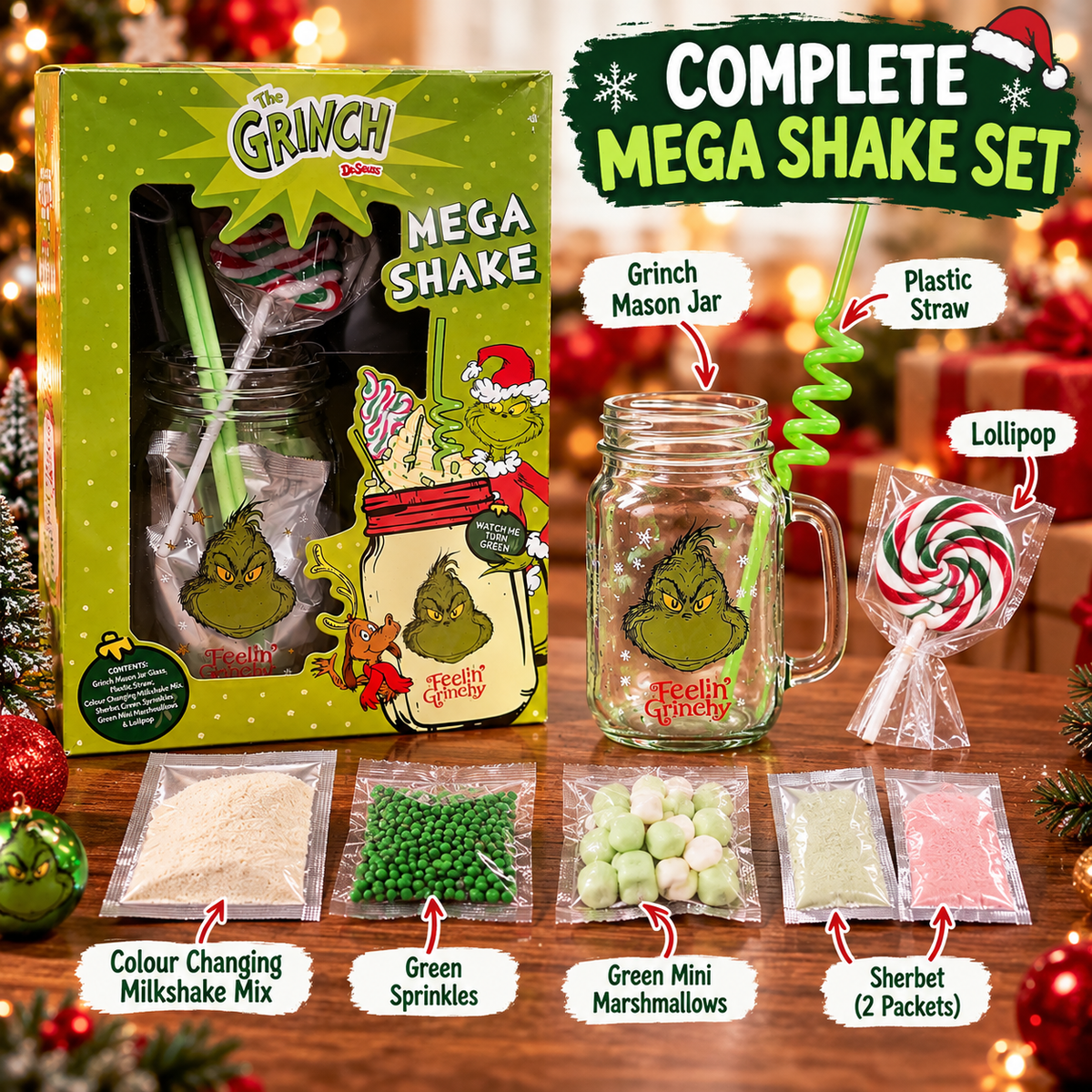 The Grinch Mega Shake Colour Changing Milkshake Gift Set