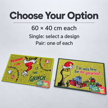 Grinch Christmas Door Mat 60 x 40cm Washable Festive Mat Single or Set of 2