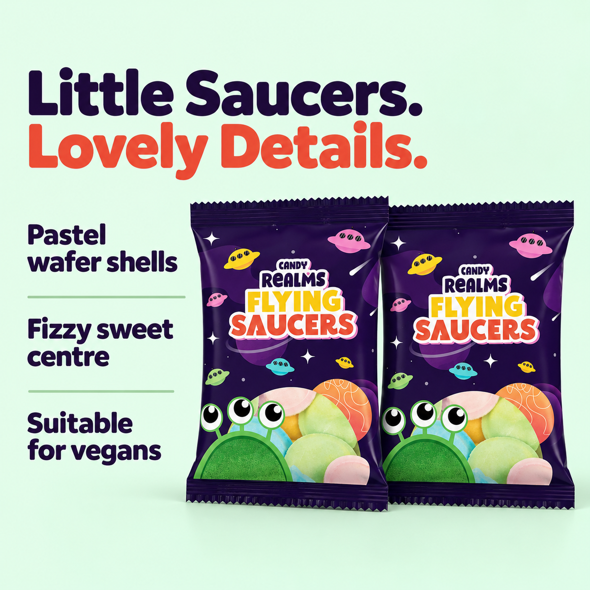 Candy Realms Flying Saucers Sweets 36g | Packs of 2, 6 or 12