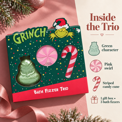 The Grinch Bath Fizzer Trio Gift Set 160g | 3 Christmas Bath Fizzers
