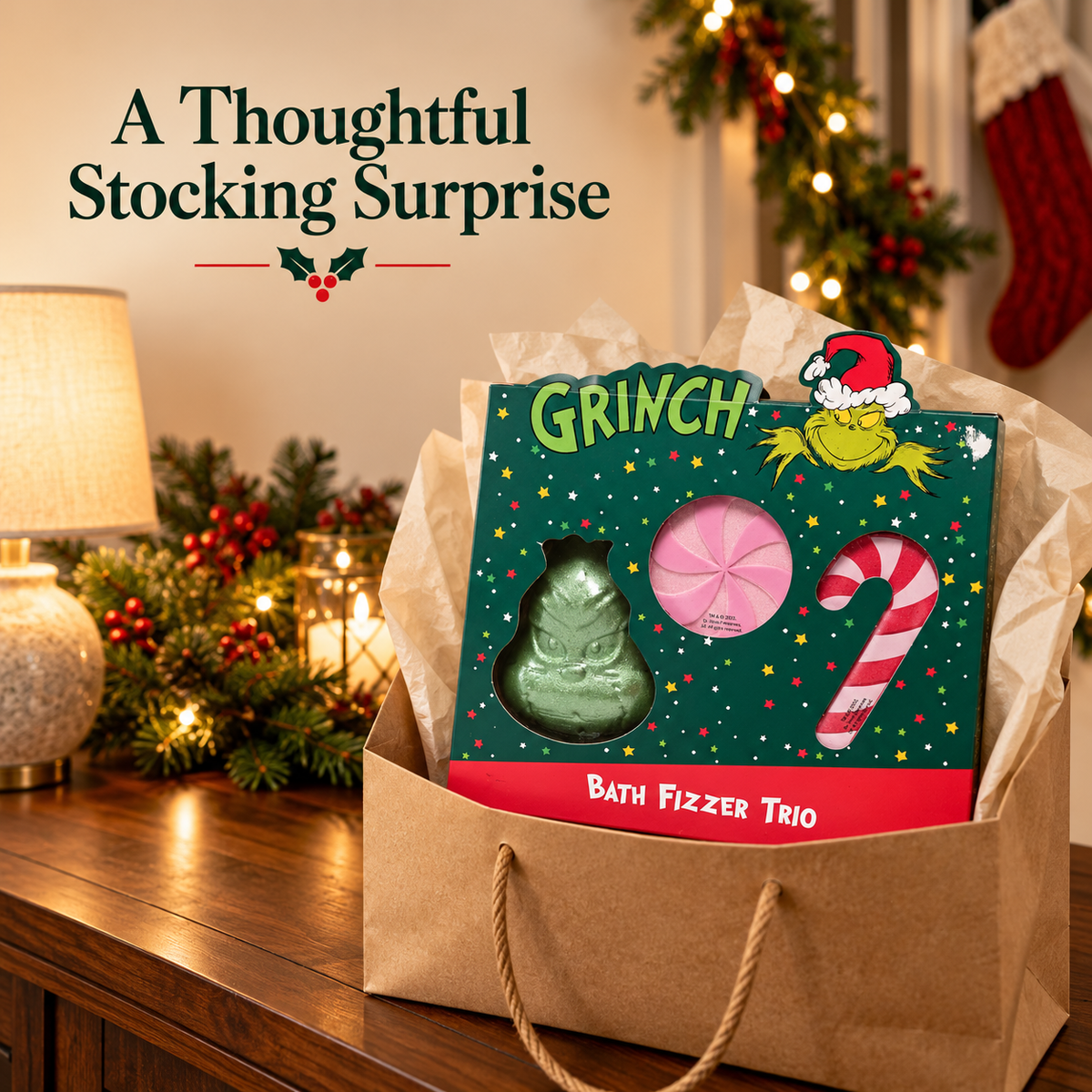 The Grinch Bath Fizzer Trio Gift Set 160g | 3 Christmas Bath Fizzers
