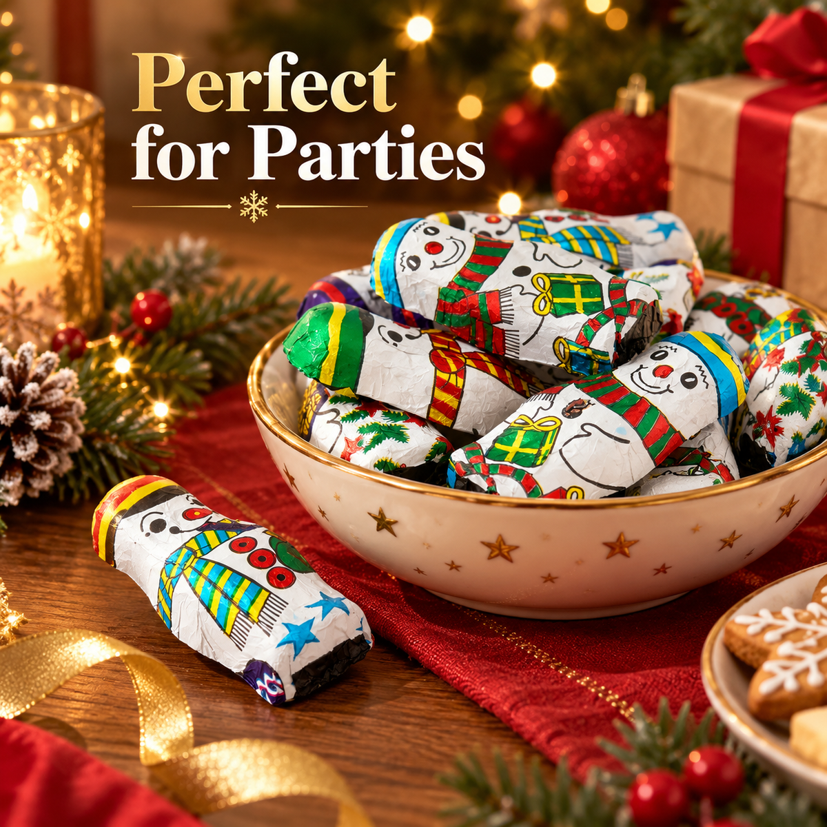 Milk Chocolate Snowmen 1kg | Christmas Foil Wrapped Festive Sweets