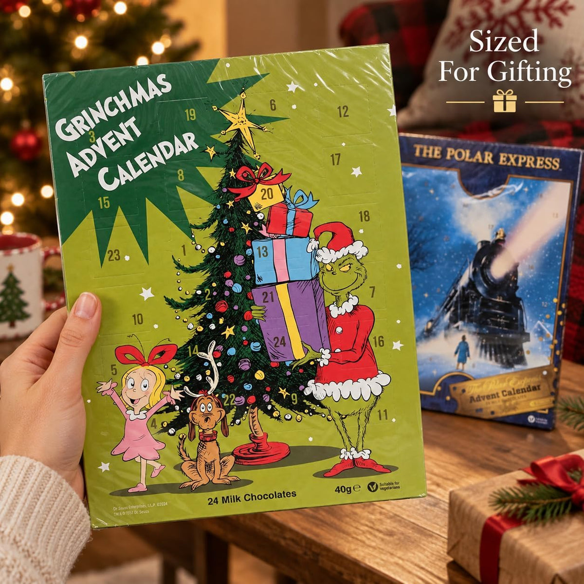 Christmas Milk Chocolate Advent Calendar 24 Doors Single or Pack of 2
