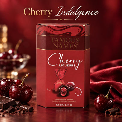 Cherry Liqueur Dark Chocolates 175g Gift Box Single or Pack of 2