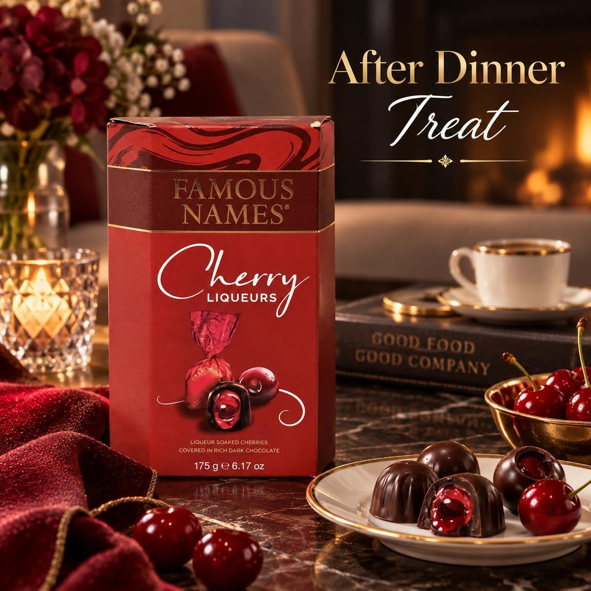 Cherry Liqueur Dark Chocolates 175g Gift Box Single or Pack of 2