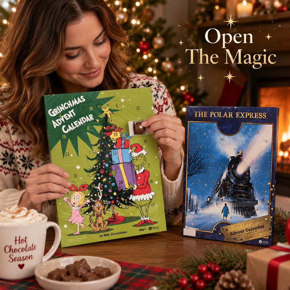 Christmas Milk Chocolate Advent Calendar 24 Doors Single or Pack of 2