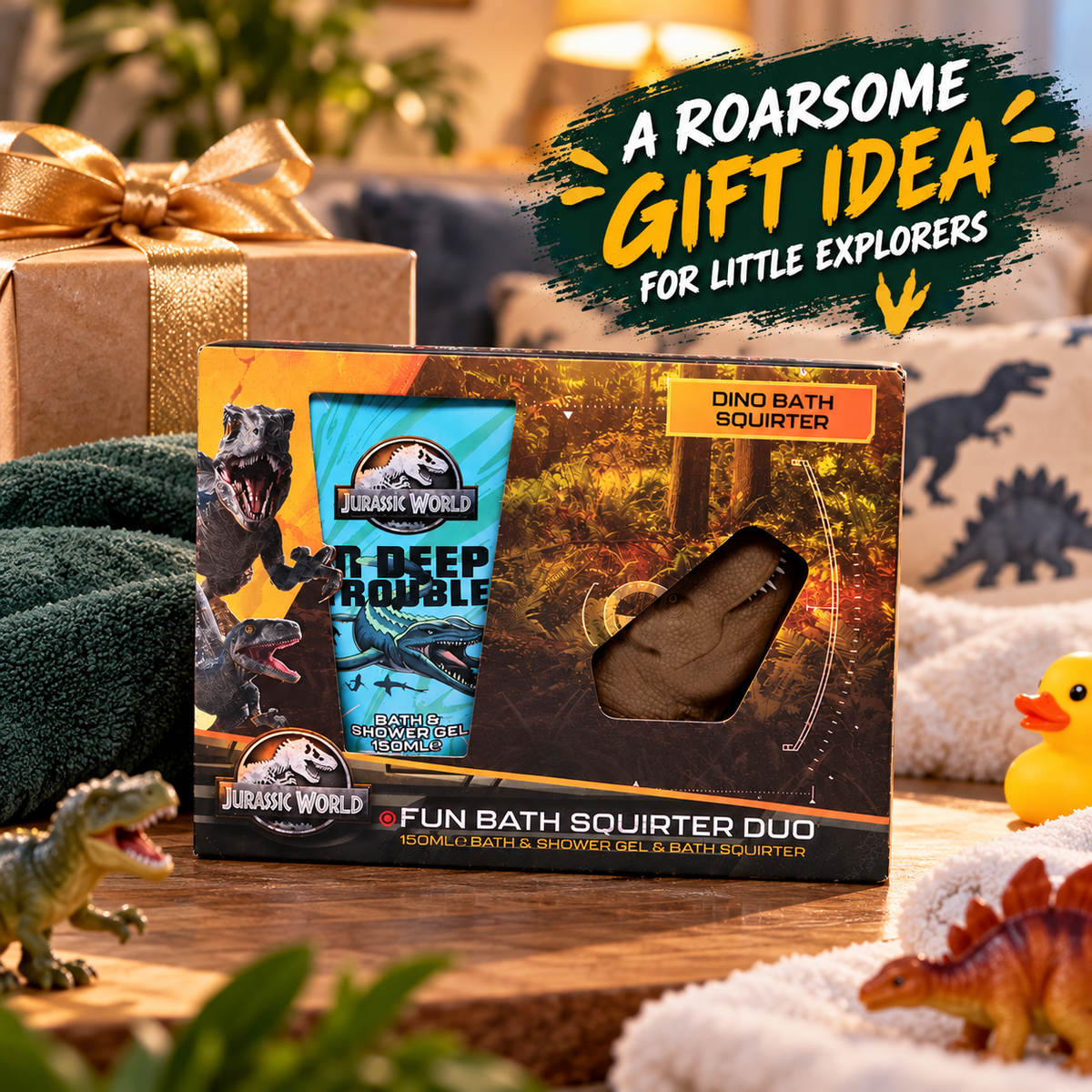 Jurassic World Bath Gift Set 150ml Bath & Shower Gel with Dinosaur Squirter