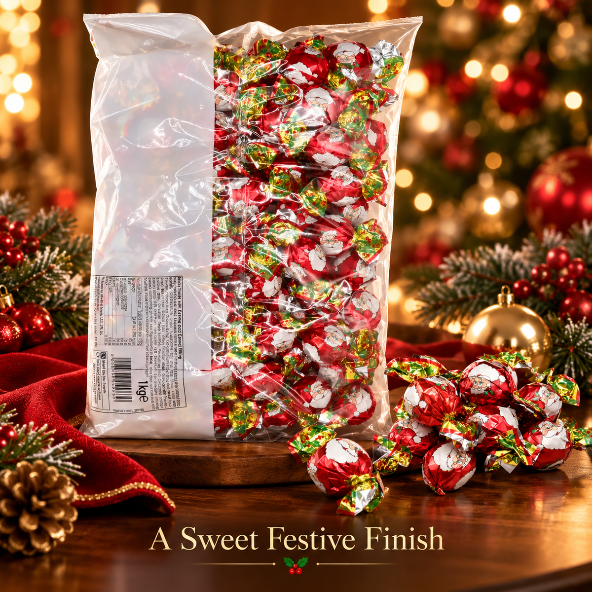 Creme Filled Milk Chocolate Santa Twists | Christmas Foil Wrapped Sweets
